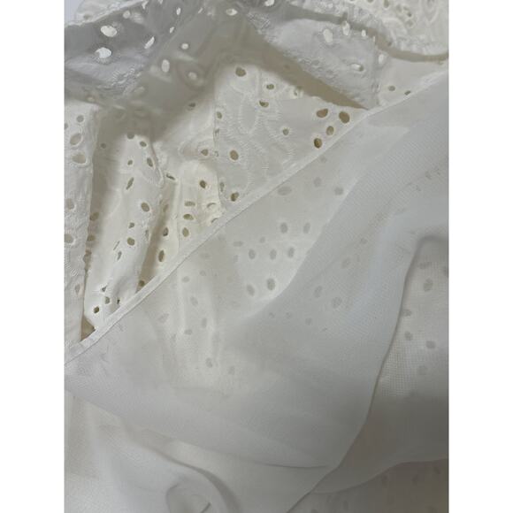 Zara The Emily Mini Babydoll Dress Mini Drop Waist Eyelet White Size L Coquette - Picture 16 of 16